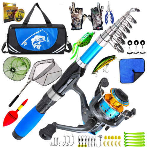 RD-315 1.7m Lure Fishing Rod Combo Set with Carry Bag, Fish Keep Net, Landing Net, Pliers and Gloves