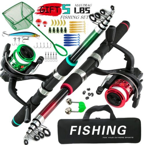 Children Fishing Rod and Reel Lure Set, 1.8m Casting Sea Rod with Soft Lure Landing Net Full Tackle (Kids Safety Certified)