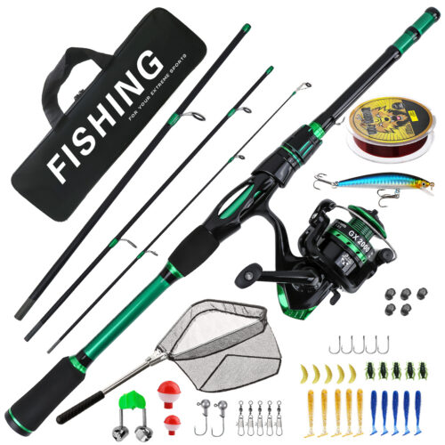 RD-394 1.8M Green 4-Piece Rod Fishing Set Full Gear (1.8M Green Ghost Rod+Reel Set)