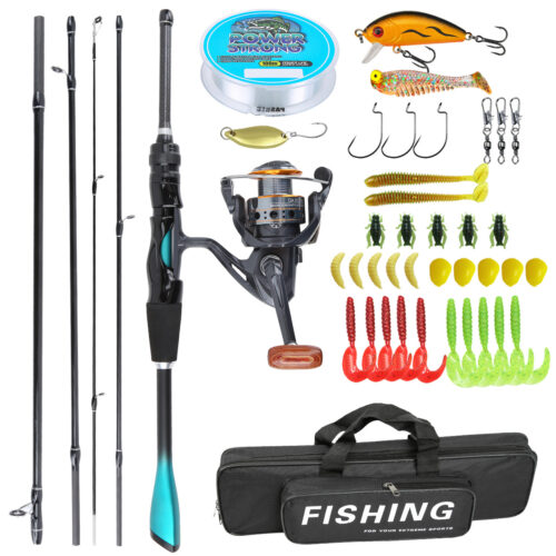 RD-419 1.8M High Carbon Fishing Rod Ultra Light Ultra Stiff Lure Fishing Gear Trout Rod Full Set Micro Rod (1.8M 5-Section Trout Rod + Metal Reel + 100M Fishing Line + Bait Box + Bag)